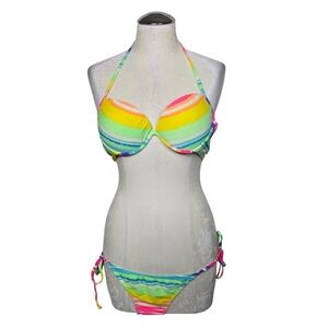 Plunge 2 Piece Yellow Green Pink Matching Set M